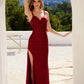 Vestido de noche largo con tirantes florales, ajustado y abertura lateral Juliet JT2518i
