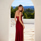 Vestido de noche largo con tirantes florales, ajustado y abertura lateral Juliet JT2518i