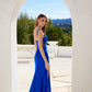 Vestido de noche largo con tirantes florales, ajustado y abertura lateral Juliet JT2518i