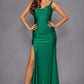 Vestido de noche largo con tirantes florales, ajustado y abertura lateral Juliet JT2518i