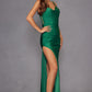 Vestido de noche largo con tirantes florales, ajustado y abertura lateral Juliet JT2518i