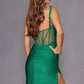 Vestido de noche largo con tirantes florales, ajustado y abertura lateral Juliet JT2518i