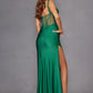 Vestido de noche largo con tirantes florales, ajustado y abertura lateral Juliet JT2518i