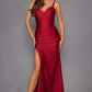 Vestido de noche largo con tirantes florales, ajustado y abertura lateral Juliet JT2518i