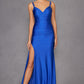 Vestido de noche largo con tirantes florales, ajustado y abertura lateral Juliet JT2518i