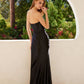 Juliet JT2527L Vestido largo sin tirantes, escote corazón, de satén