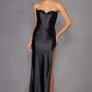 Juliet JT2527L Vestido largo sin tirantes, escote corazón, de satén