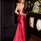 Vestido de fiesta de raso con corsé deshuesado, escote corazón y sin tirantes Juliet JT2534K