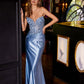 Vestido de fiesta de raso con corsé deshuesado, escote corazón y sin tirantes Juliet JT2534K