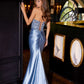Vestido de fiesta de raso con corsé deshuesado, escote corazón y sin tirantes Juliet JT2534K