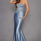 Vestido de fiesta de raso con corsé deshuesado, escote corazón y sin tirantes Juliet JT2534K