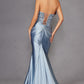 Vestido de fiesta de raso con corsé deshuesado, escote corazón y sin tirantes Juliet JT2534K