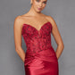 Vestido de fiesta de raso con corsé deshuesado, escote corazón y sin tirantes Juliet JT2534K