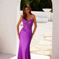 Vestido de fiesta de raso con corsé deshuesado, escote corazón y sin tirantes Juliet JT2534K