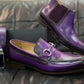 Carrucci Burnished Calfskin Belt - Purple