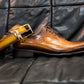 Carrucci Burnished Calfskin Belt - Cognac
