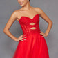 Juliet JT2561S Strapless Sweetheart Keyhole Bodice Tulle A-Line Gown