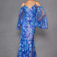 Juliet JT2564U Long Sleeve Cold Shoulder Fitted Sequin Gown