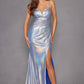 Juliet JT2567U Metallic Fitted Evening Gown