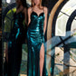 Juliet JT2567U Metallic Fitted Evening Gown