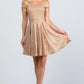 LIQUIDACIÓN - Vestido Skater Corto con Hombros Descubiertos La Scala 25759 Jacquard Brillante (Talla S)