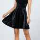 CLEARANCE - La Scala 25821 Crushed Velvet Short Sleeve Red Skater Dress (Size XL)