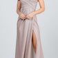 REBAJAS - Vestido largo fruncido de jacquard brillante con hombros descubiertos La Scala 25854 (Talla L)