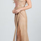 REBAJAS - Vestido largo fruncido de jacquard brillante con hombros descubiertos La Scala 25854 (Talla L)