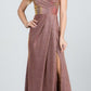 REBAJAS - Vestido largo fruncido de jacquard brillante con hombros descubiertos La Scala 25854 (Talla L)