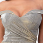 REBAJAS - Vestido largo fruncido de jacquard brillante con hombros descubiertos La Scala 25854 (Talla L)