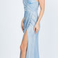REBAJAS - Vestido largo fruncido de jacquard brillante con hombros descubiertos La Scala 25854 (Talla L)