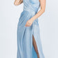 REBAJAS - Vestido largo fruncido de jacquard brillante con hombros descubiertos La Scala 25854 (Talla L)