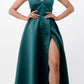 CLEARANCE - La Scala 25895 Open Side Back Spaghetti Tie Stretch Satin Gown (Size XL)