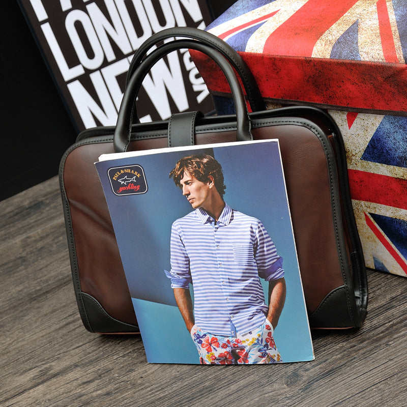 Men's Crazy Horse Leather Trendy Business Office Handbags