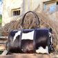 Black and White Overnight Bag, Cow Hide Pony Skin Design, Luxurious Travel Essential, Unique Gift for Jetsetter