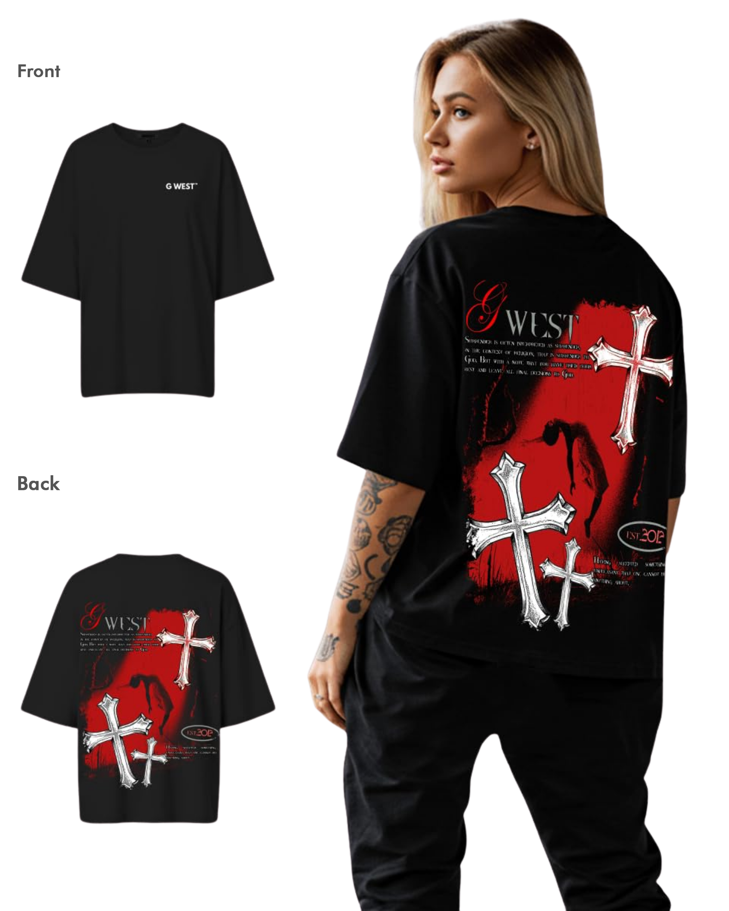 G West Womens Oversized Ascending Soul Life Style Tee Style