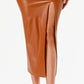 CLEARANCE - La Scala 26019 Mid Length PU leather Pencil Black Skirt (Small)