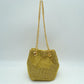 Textured Bucket Bag with Metallic Chain Straps