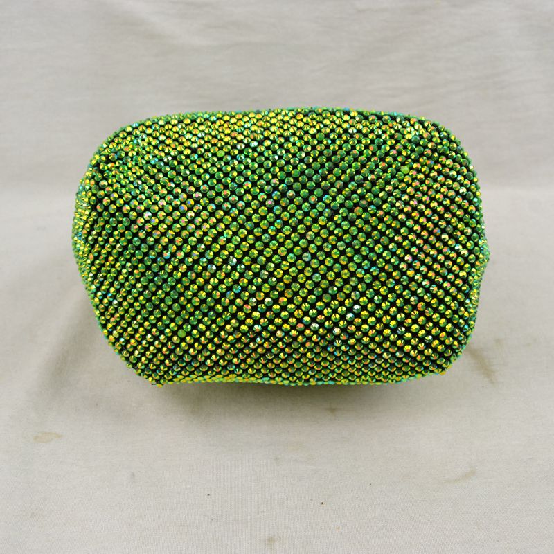 Textured Bucket Bag with Metallic Chain Straps