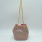 Textured Bucket Bag with Metallic Chain Straps