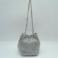 Textured Bucket Bag with Metallic Chain Straps