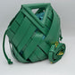Geometric Wide Weave Bucket Bag with Triangular Top Handle