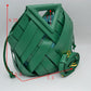 Geometric Wide Weave Bucket Bag with Triangular Top Handle