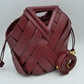 Geometric Wide Weave Bucket Bag with Triangular Top Handle