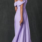 Vestido de noche formal Juliet 262 plisado con hombros descubiertos