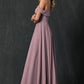 Vestido de noche formal Juliet 262 plisado con hombros descubiertos