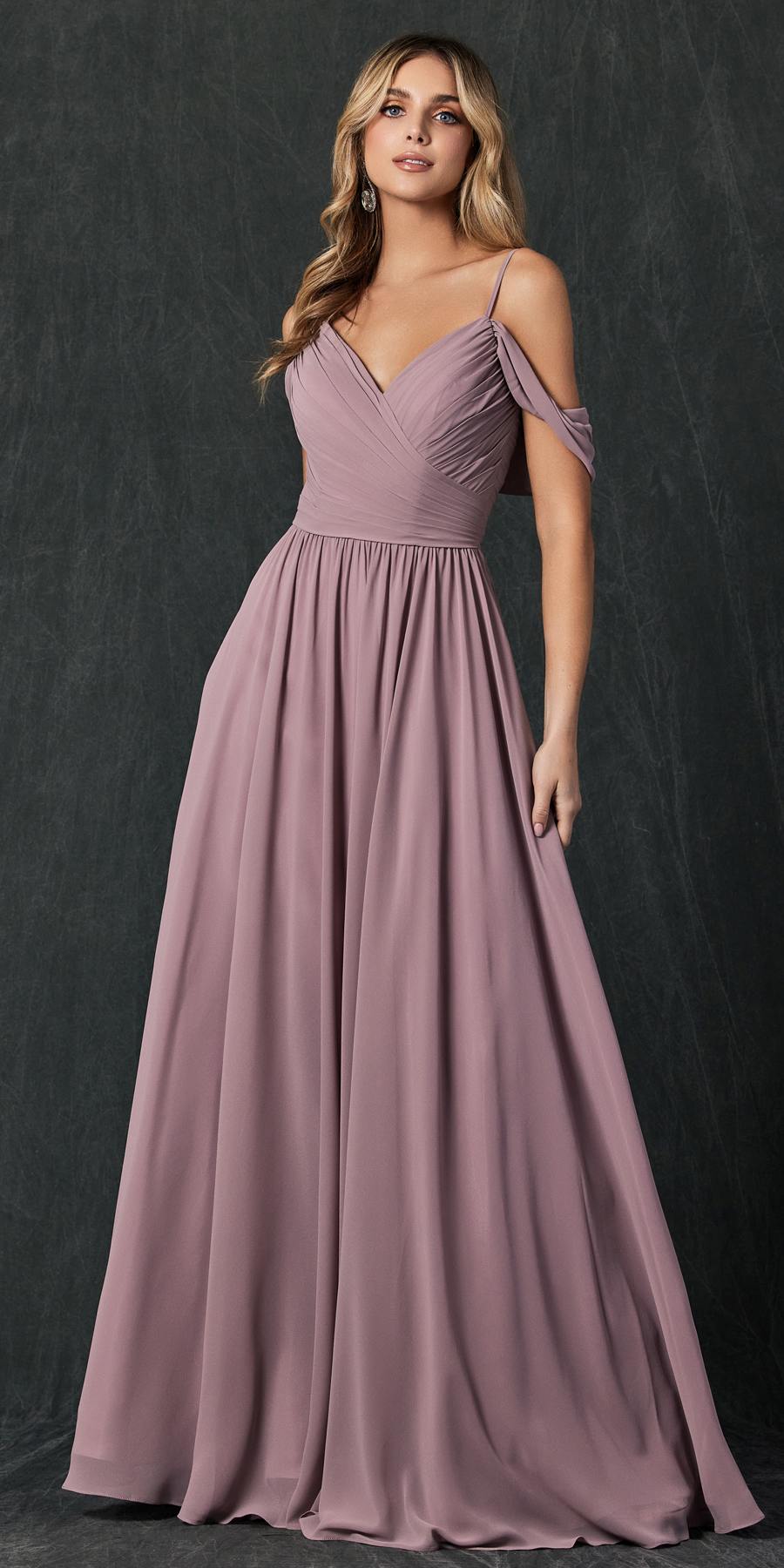Vestido de noche formal Juliet 262 plisado con hombros descubiertos