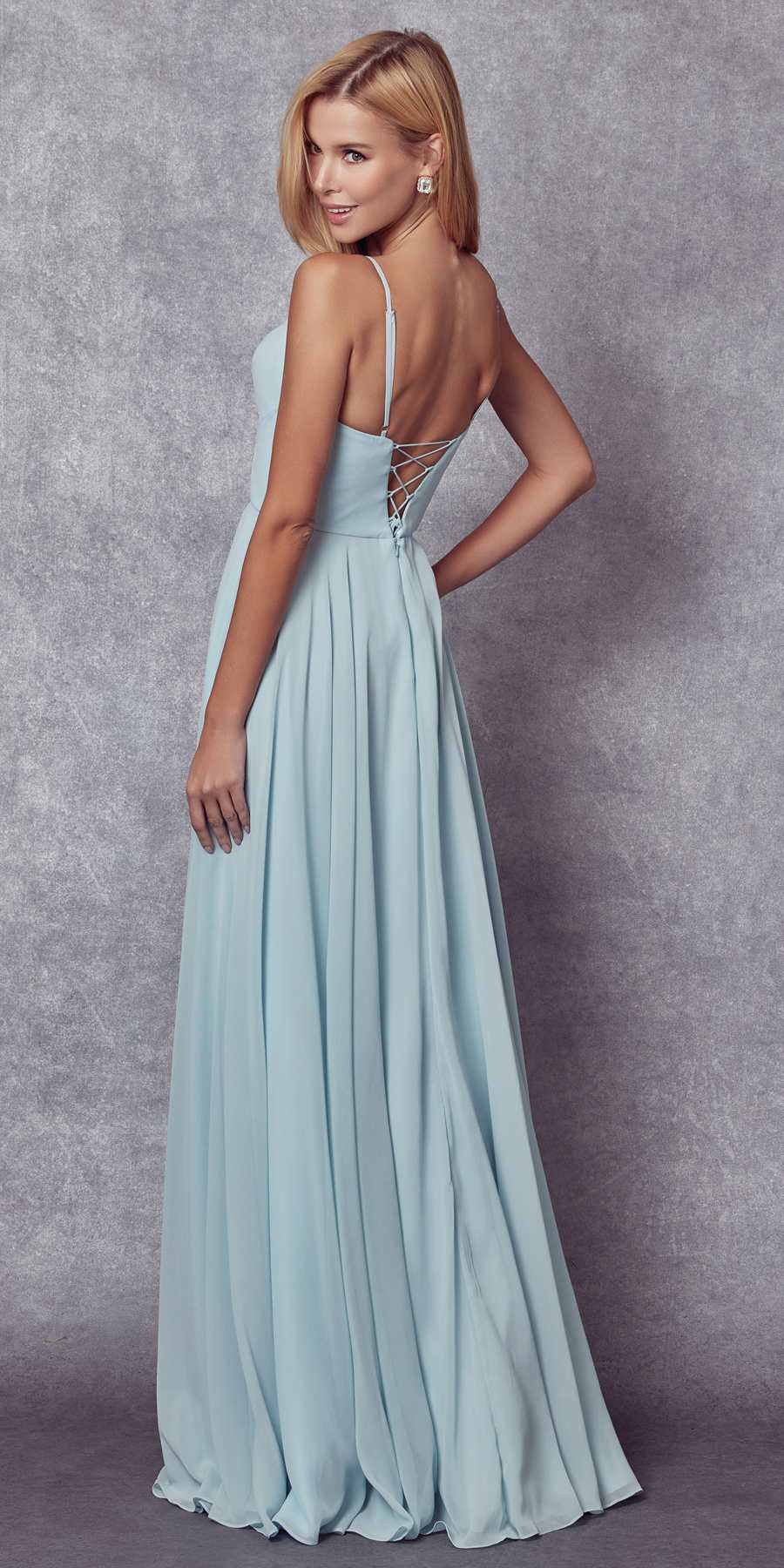 Juliet 263 Vestido largo de noche formal con tirantes finos