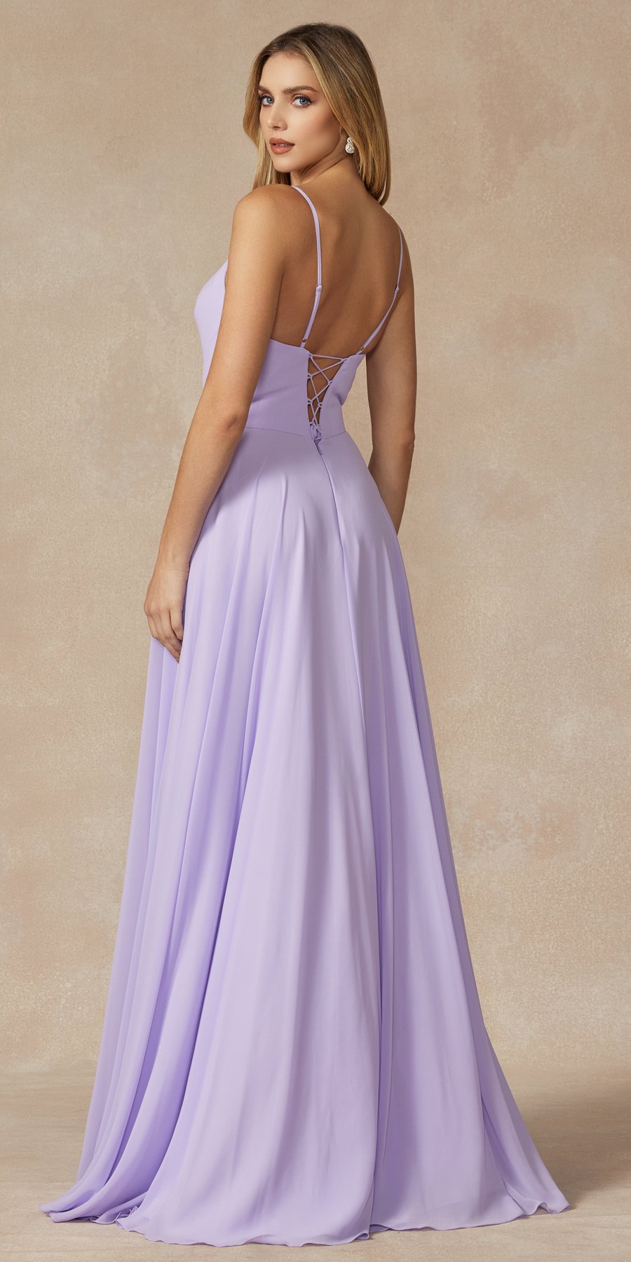 Juliet 263 Vestido largo de noche formal con tirantes finos