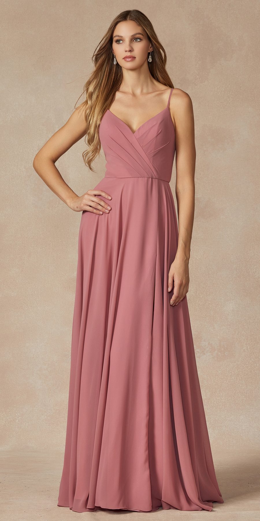Juliet 263 Vestido largo de noche formal con tirantes finos